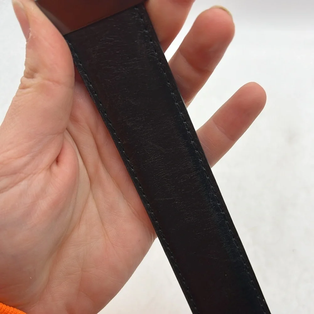 HUB Reversible Mens Belt Black Silver Smooth Textured